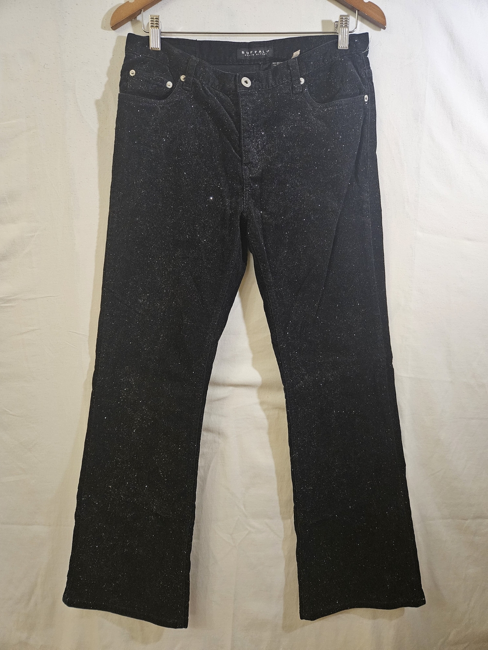 silver glitter black buffalo David Bitton jeans size 31 disco